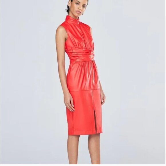 RED FAUX LEATHER DRESS SIZE XL GABRIELLE UNION - Picture 1 of 13